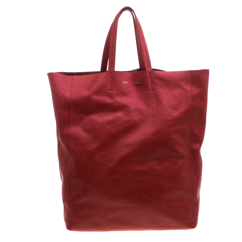Pre Owned Celine Red Leather Cabas Tote