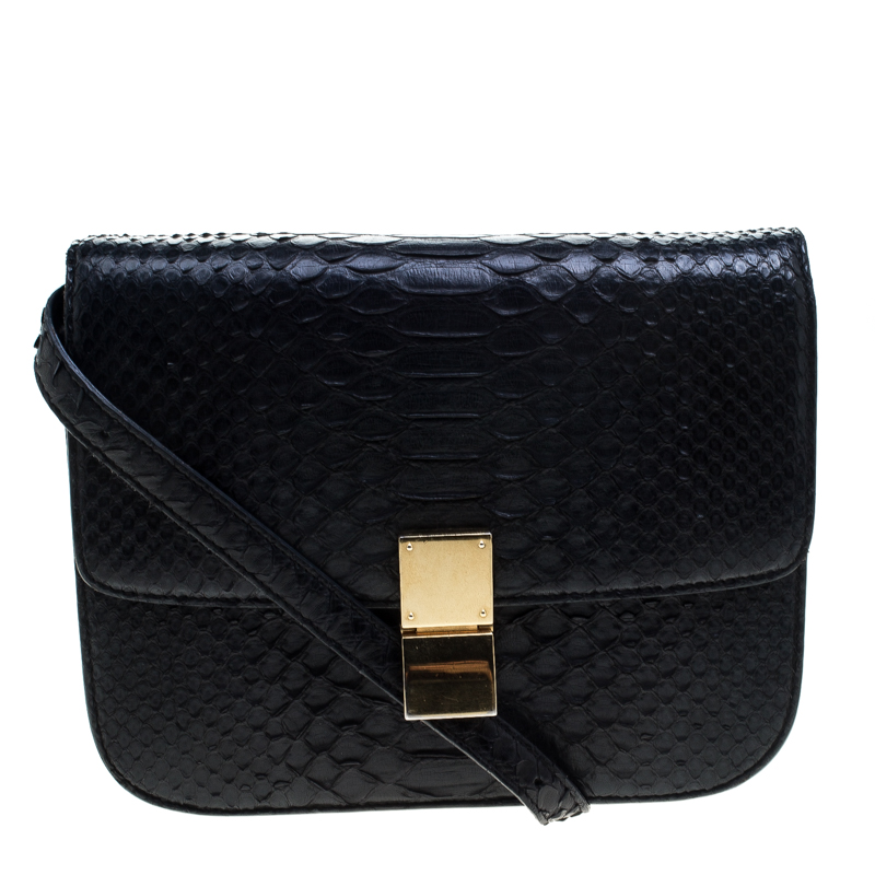 Celine Black Python Medium Classic Box Shoulder Bag Celine | The Luxury ...