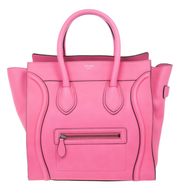 Pre Owned Celine Fluo Pink Mini Luggage Tote