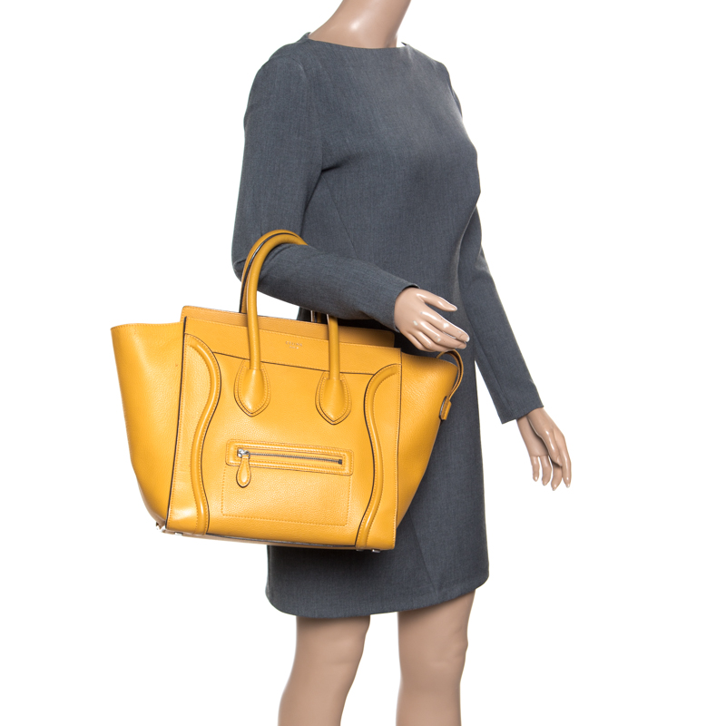 

Celine Yellow Leather Mini Luggage Tote