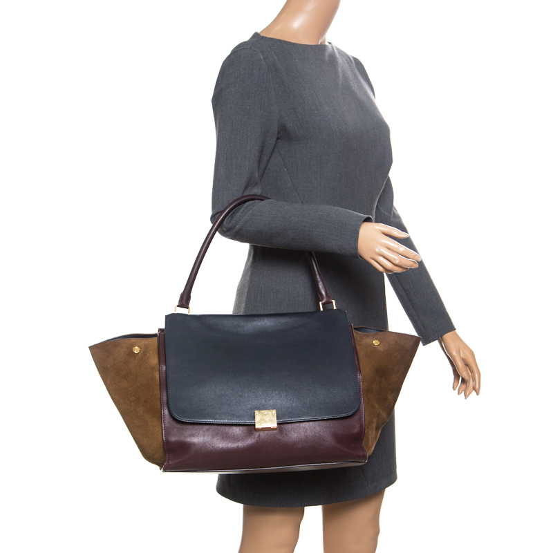 

Celine Tri Color Leather and Suede  Trapeze Bag, Multicolor