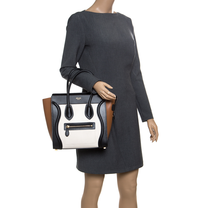 

Celine Tricolor Leather Micro Luggage Tote, Multicolor