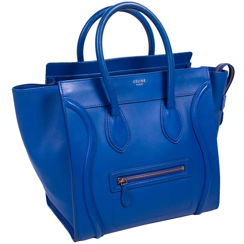 

Celine Blue Calfskin Leather Mini Luggage Tote