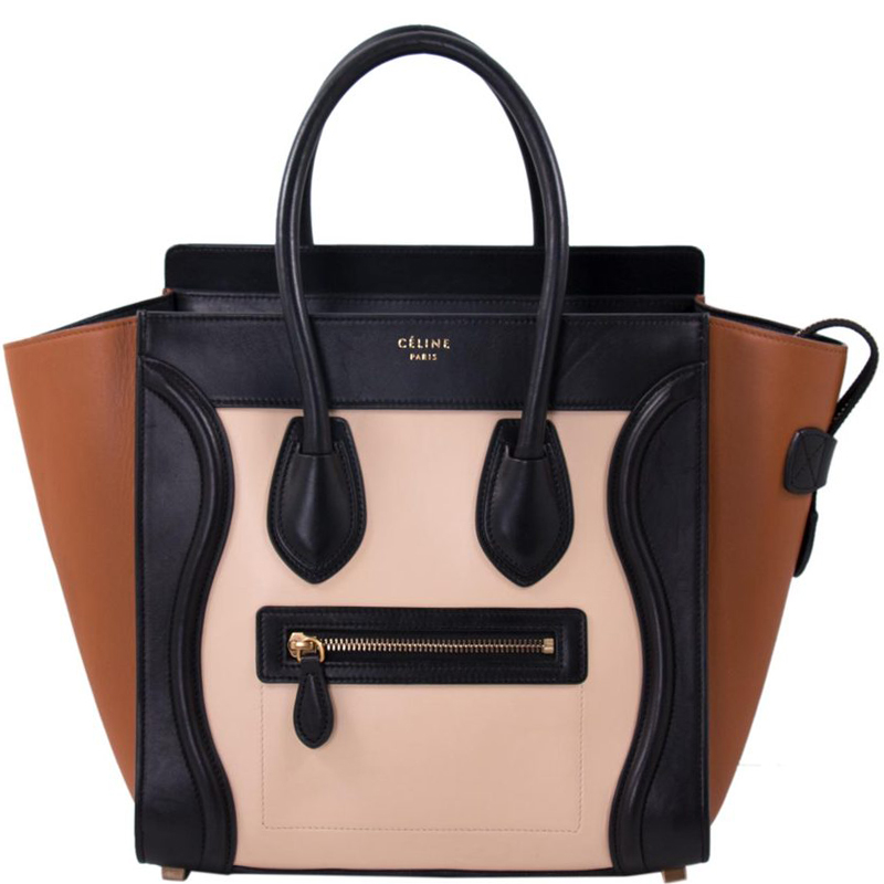 Pre Owned Celine Tricolor Leather Micro Luggage Tote