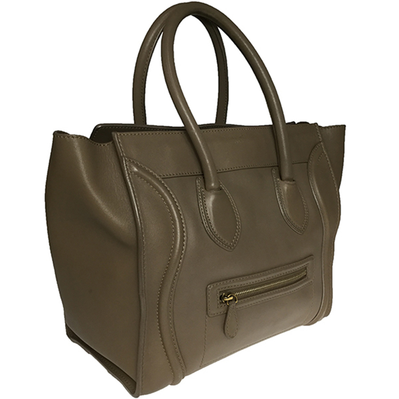 

Celine Taupe Leather Mini Luggage Tote, Beige