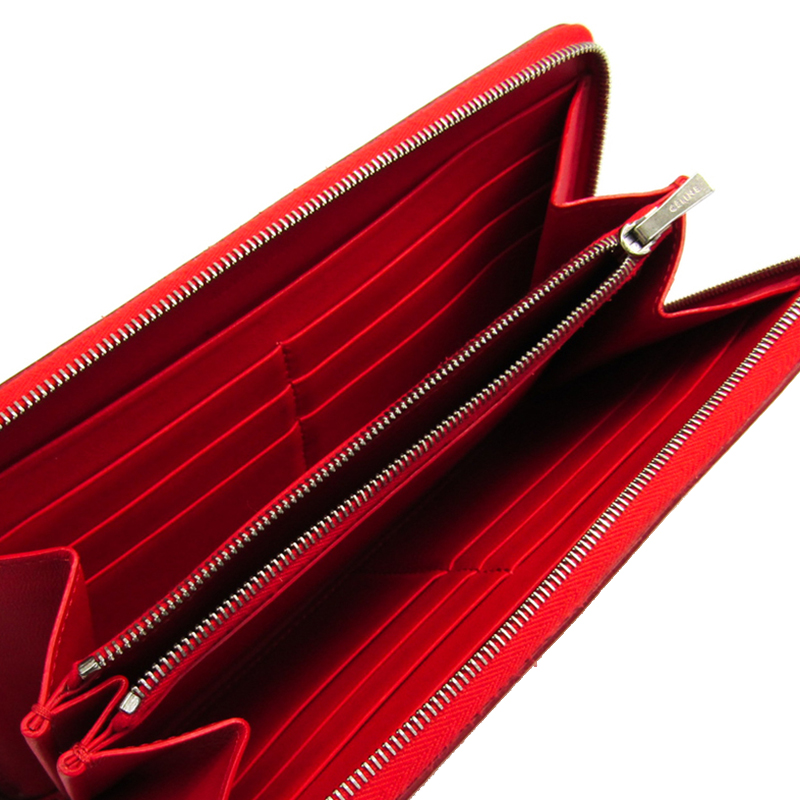 

Celine Red Leather Large Zipped Wallet