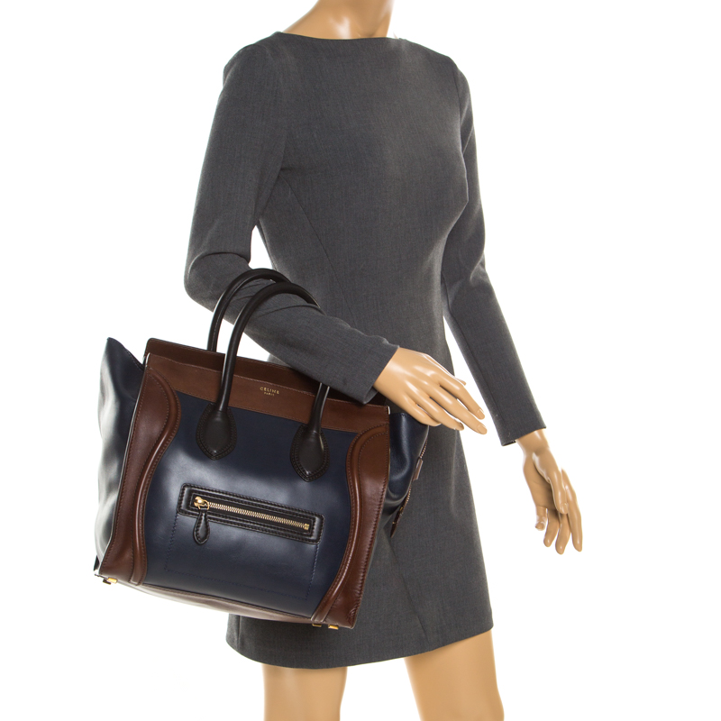 

Celine Tri Color Leather Mini Luggage Tote, Multicolor