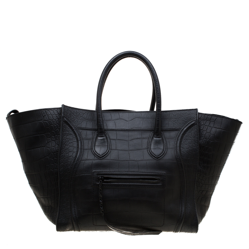 Celine Black Croc Embossed Leather Large Phantom Luggage Tote Celine | TLC