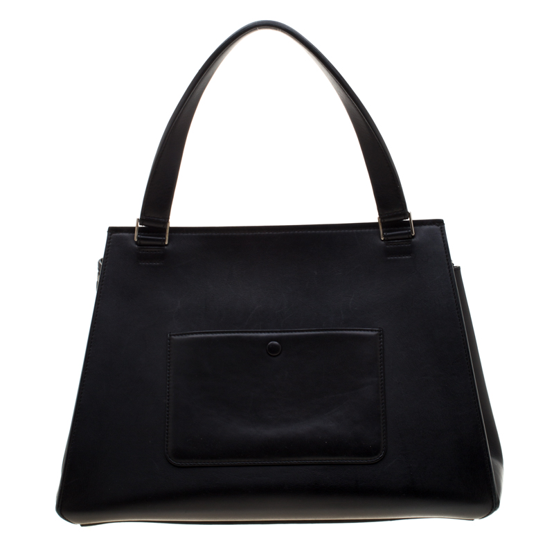 Pre-owned Celine Black/grey Leather And Calf Hair Medium Edge Top Handle Bag In Pink