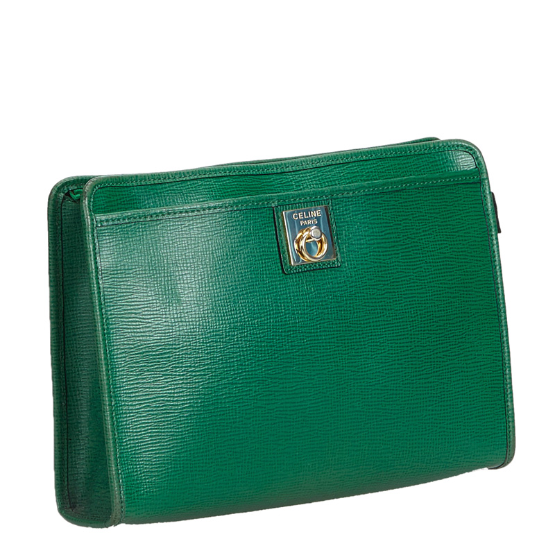 

Celine Green Leather Clutch Bag