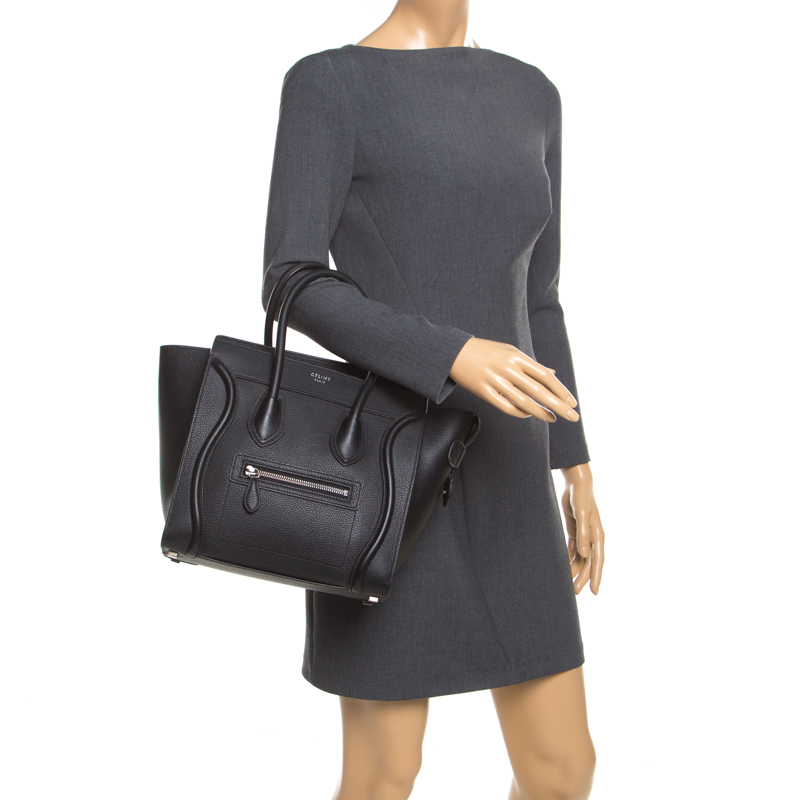 

Celine Black Leather Micro Luggage Tote