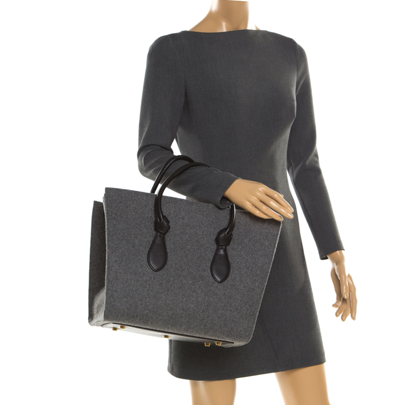 

Celine Grey/Black Felt Leather  Tie Tote