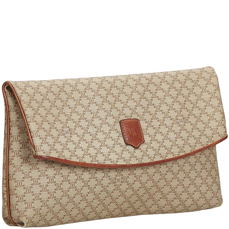 

Celine Beige/Brown PVC Plastic Macadam Clutch Bag