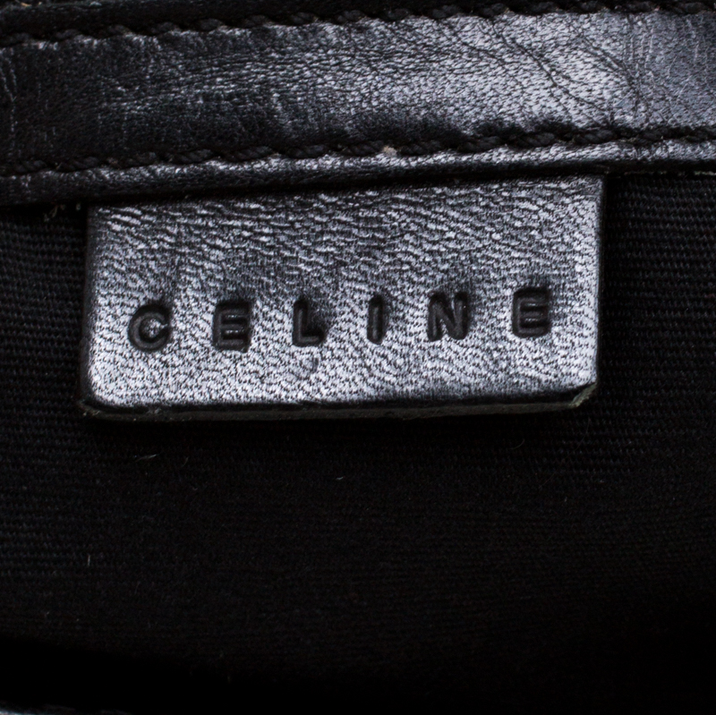 Pre-owned Celine Black C Logo Embossed Suede And Leather Shoulder Bag