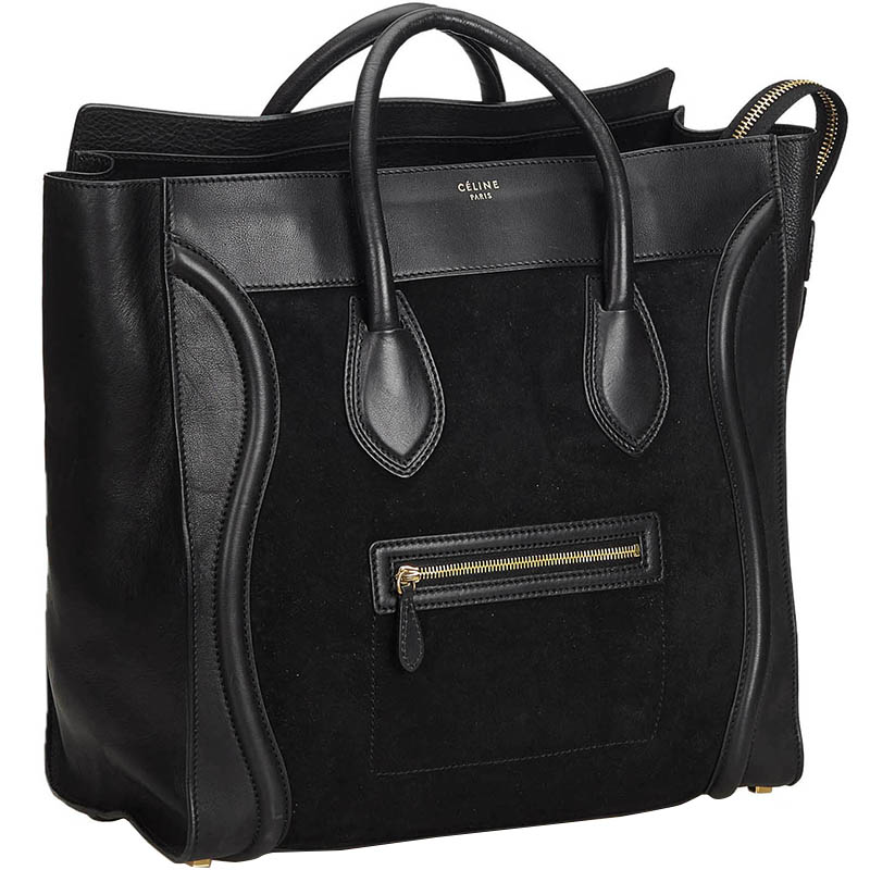 

Celine Black Suede and Leather Mini Luggage Tote Bag