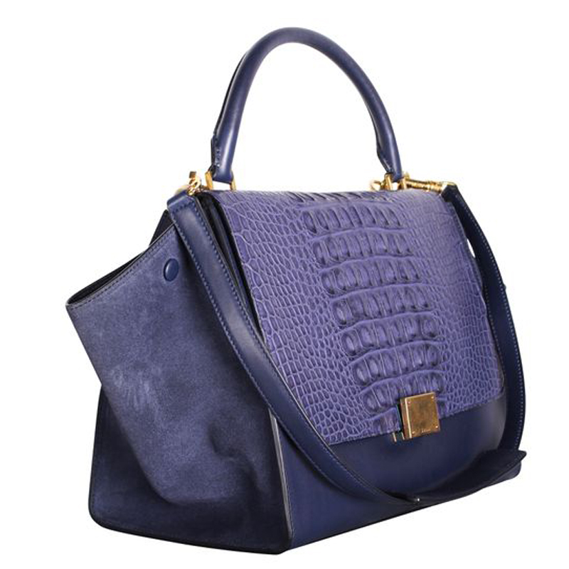 

Celine Blue Suede & Snake Skin Leather Trapeze Bag