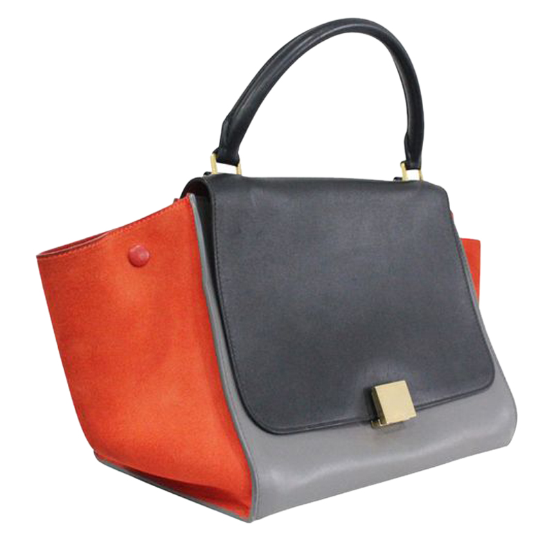 

Celine Tri-tone Color Leather Trapaze Bag, Multicolor