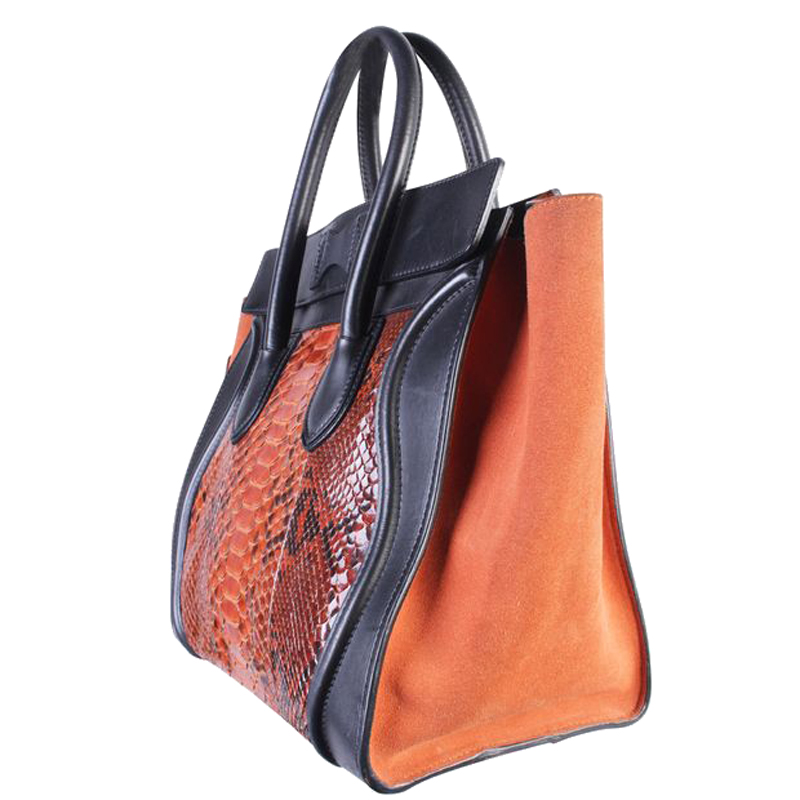 

Celine Orange Python Skin  Luggage Tote