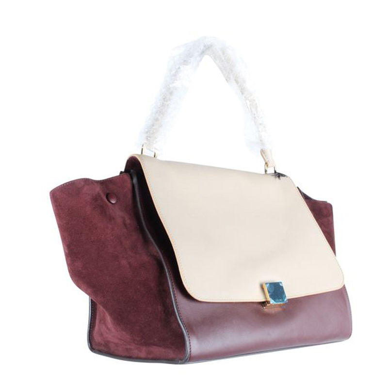 

Celine Burgundy/Beige Suede Leather Trapeze Bag