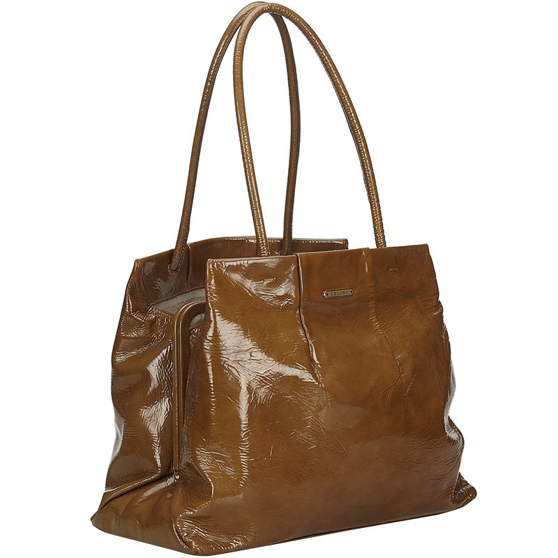 

Celine Brown Patent Leather Shoulder Bag