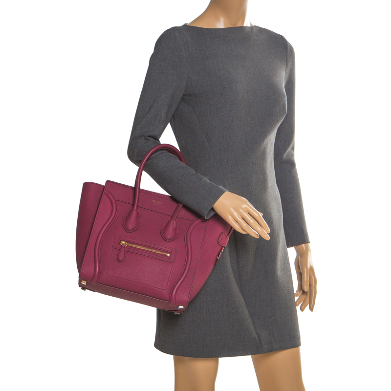 

Celine Burgandy Leather Micro Luggage Tote, Burgundy