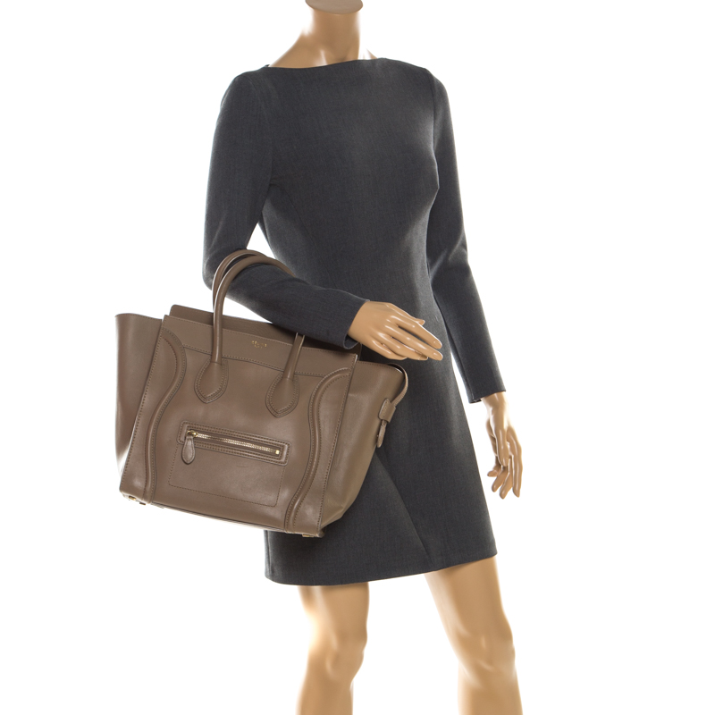 

Celine Beige Leather Vermillion Mini Luggage Tote