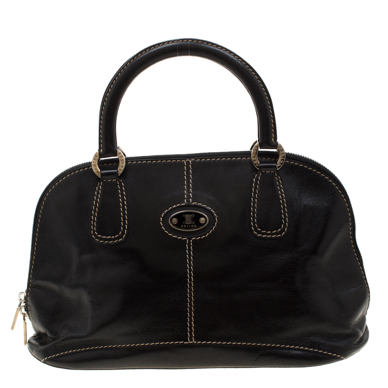 Pre Owned Celine Black Leather Bowler Bag