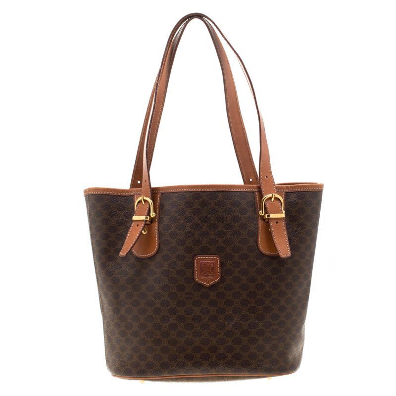 مملوكة مسبقًا Celine Brown Macadam Coated Canvas and Leather Tote
