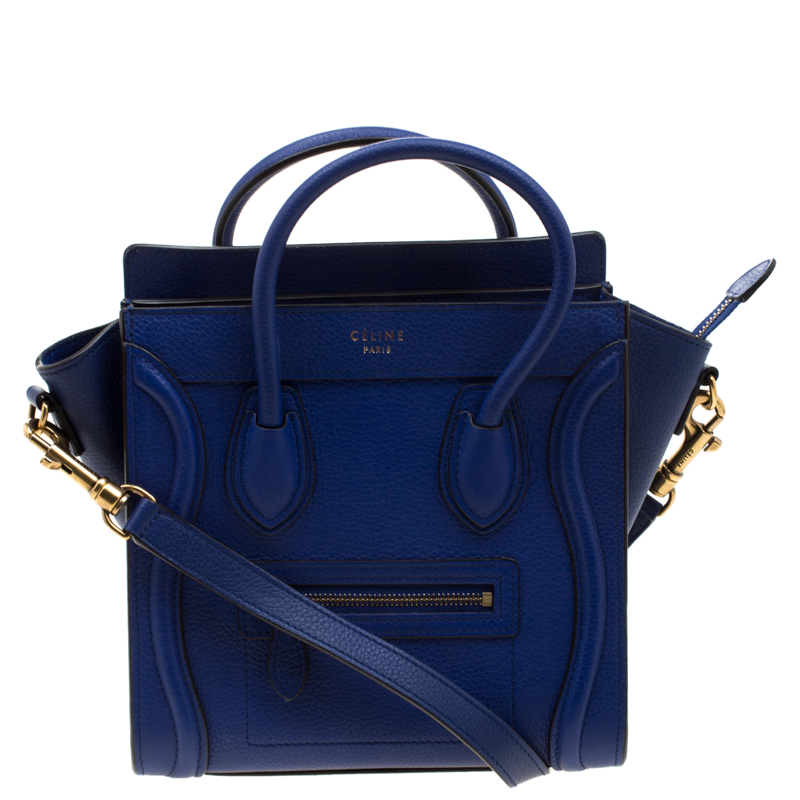 Pre Owned حقيبة يد سيلين نانو لاغيدغ جلد أزرق