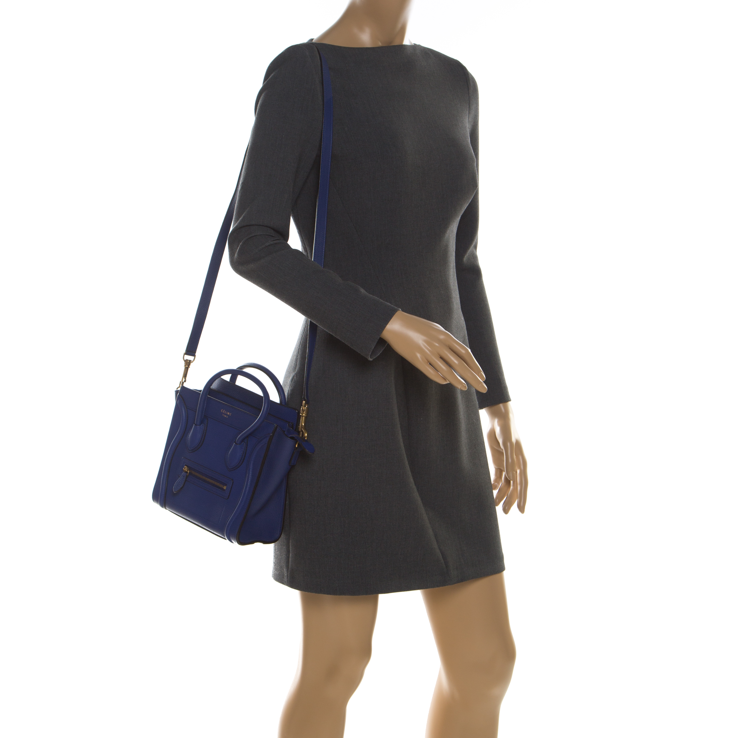 

Celine Blue Leather Nano Luggage Tote