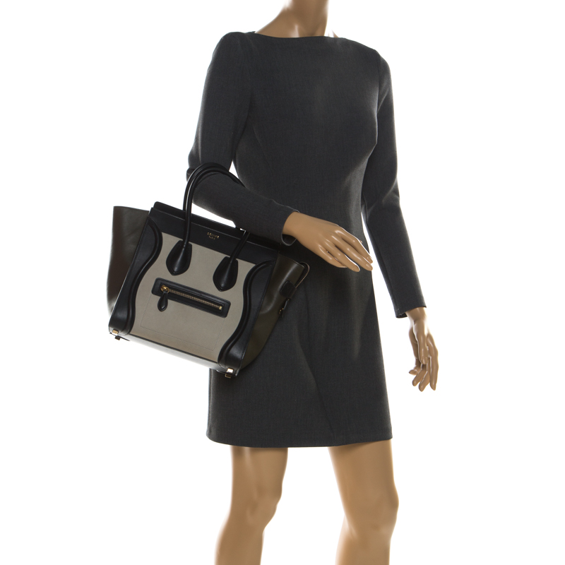 

Celine Tri Color Leather Micro Luggage Tote, Multicolor
