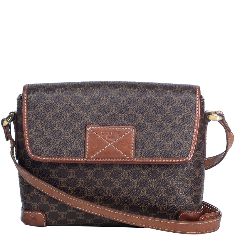Pre Owned Celine Brown Macadam Crossbody Bag
