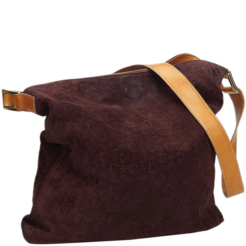 

Celine Bordeux Macadam Suede Shoulder Bag, Burgundy