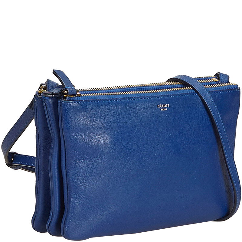 

Celine Blue Leather Trio Crossbody Bag