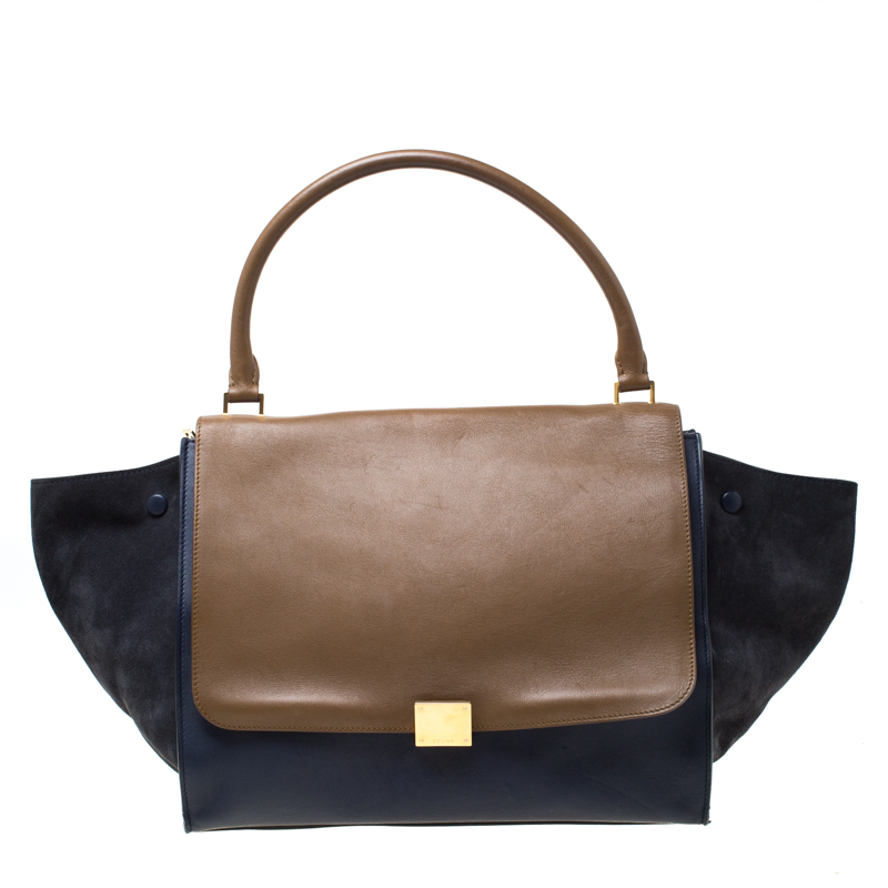 Pre Owned Celine Tri Color Leather and Suede Large Trapeze Tote