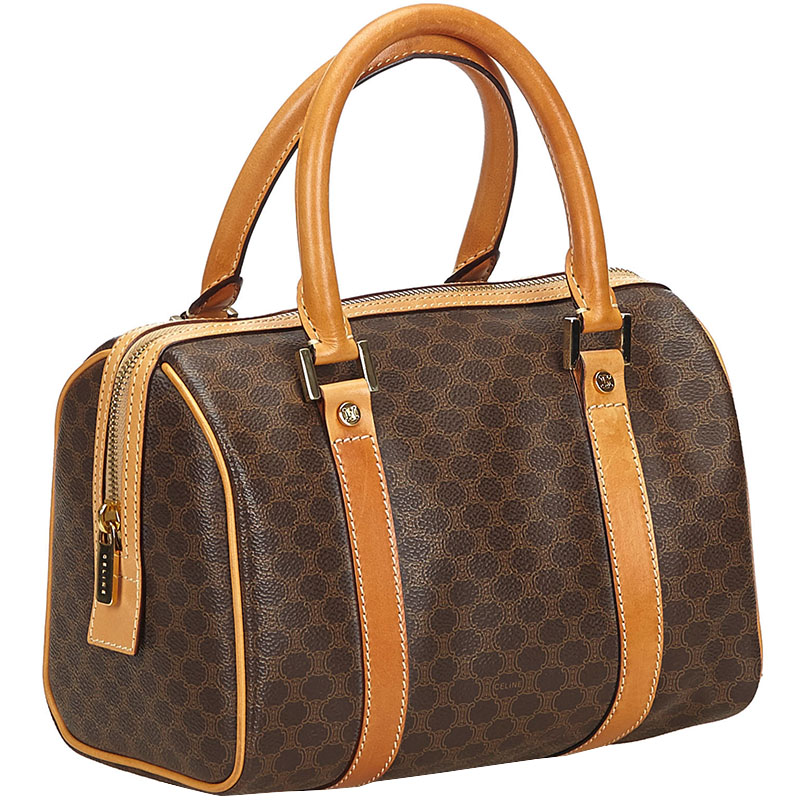 

Celine Brown Macadam Leather Boston Bag