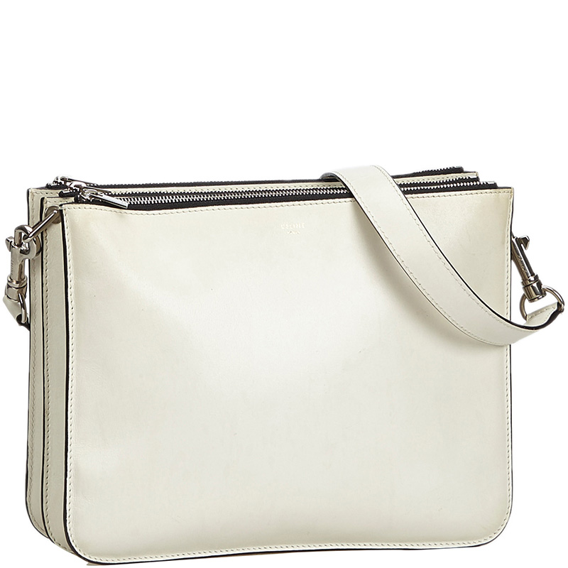 

Celine White Leather Trio Crossbody Bag