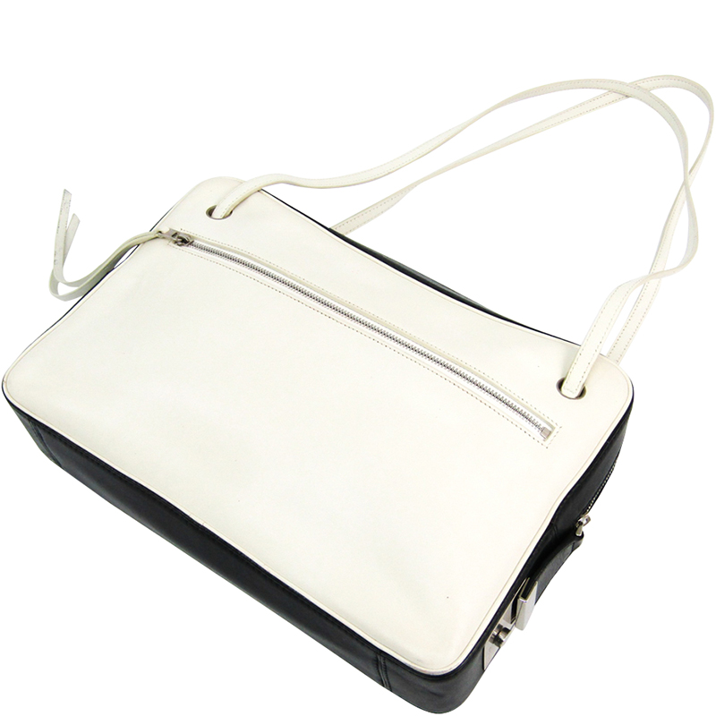 

Celine White Leather Shoulder Bag, Black