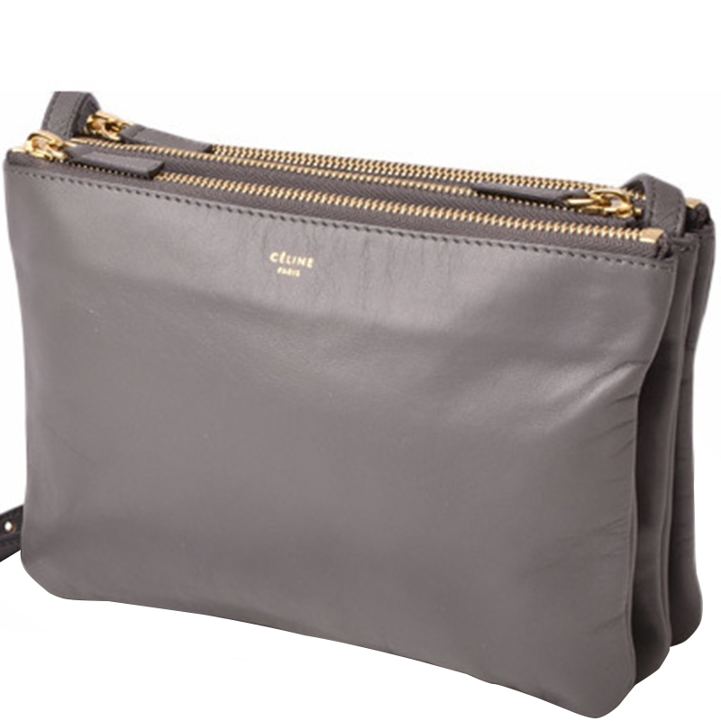

Celine Gray Lambskin Leather Shoulder Bag, Grey
