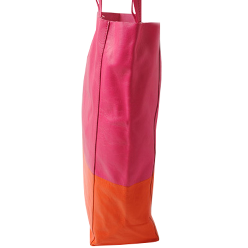

Celine Bicolor Leather Cabas Tote Bag, Orange