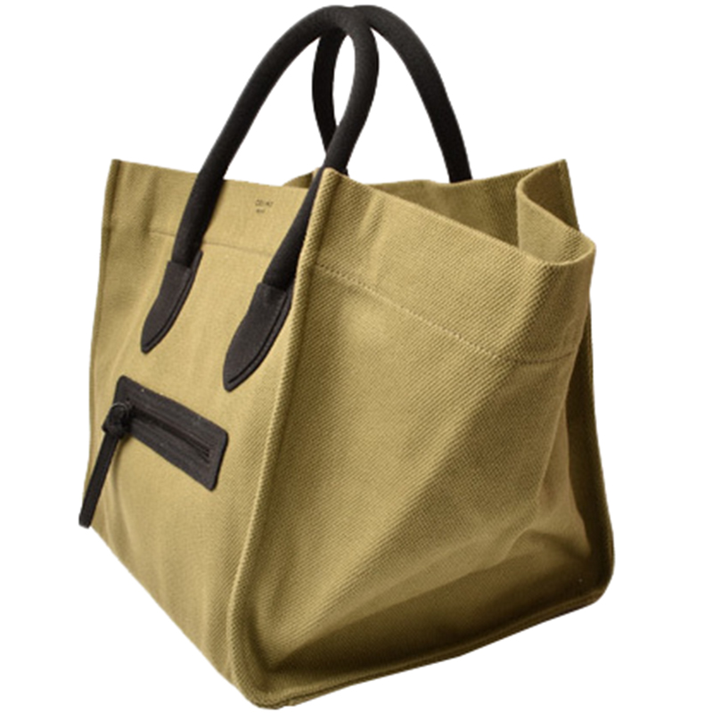 

Celine Khaki/Black Leather Mini Luggage Tote Bag, Multicolor