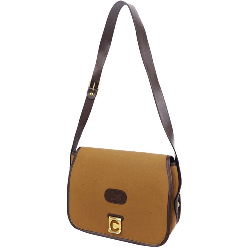 

Celine Brown Canvas Leather Shoulder Bag