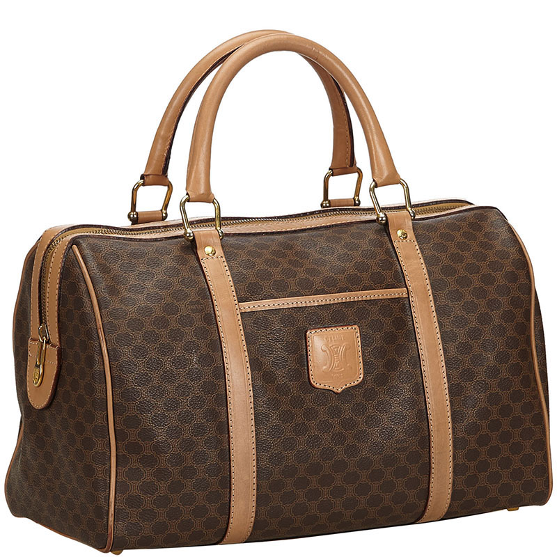 

Celine Brown Macadam PVC Canvas Boston Bag