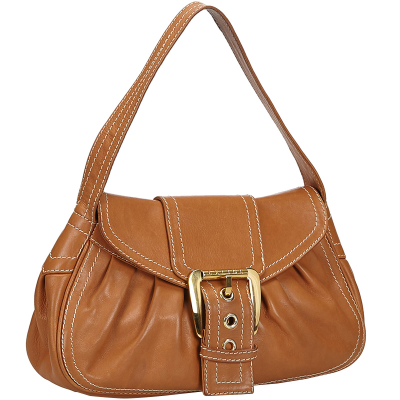 

Celine Light Brown Leather Shoulder Bag