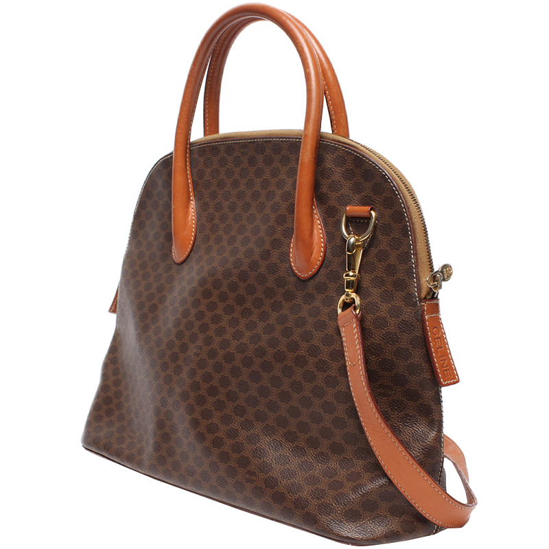 

Celine Dark Brown Canvas Leather Macadam Everyday Bag