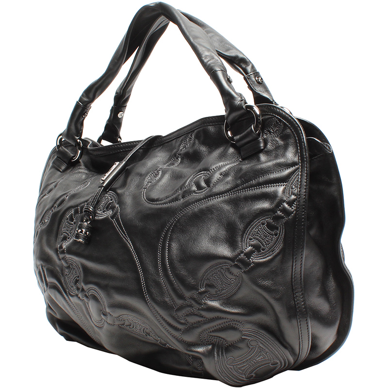 

Celine Black Leather Boston Bag