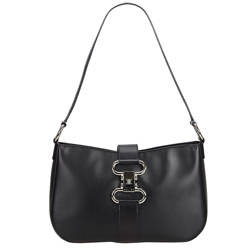 Celine Black Leather Shoulder Bag