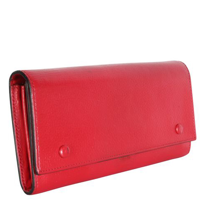 

Celine Red Leather Flap Multifunction Wallet