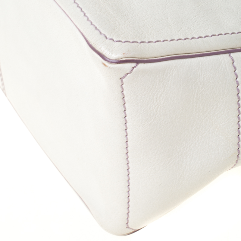 Pre-owned Celine White/lavender Leather Boogie Tote
