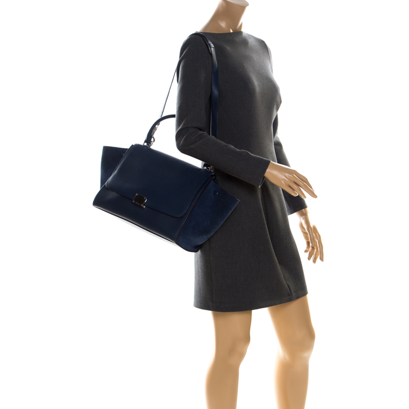 

Celine Blue Leather and Suede Medium Trapeze Bag